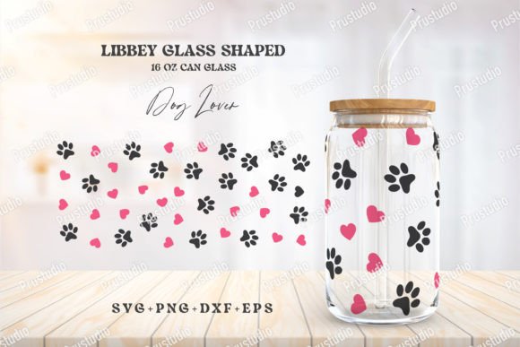 16oz Can Glass Dog Mom Dog Paw Svg - Graphics & Crafts